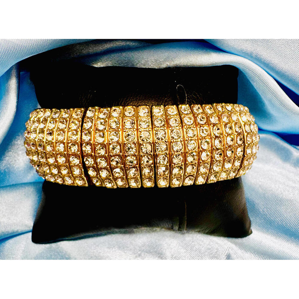 Inc. Crystal Gold Tone Link Semi-Stretchy Bracelet Created for Macy's